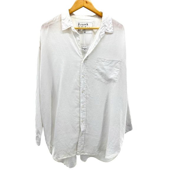Frank & Eileen MacKenzie Button Up Shirt in White Linen Coastal Boho One Size‎ - Picture 4 of 10